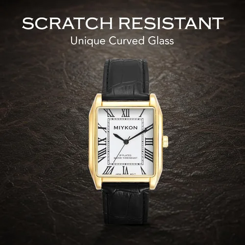 Vista 6 de Miykon Vintage Watches for Men Classic Tank Square Analog Watch with Genuine Leather Wrist Strap, Mens Dress Watches Japanese Quartz, Waterproof