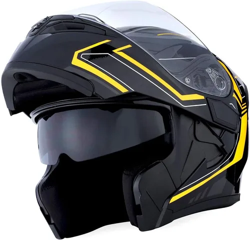 Vista 22 de 1Storm Casco modular de cara completa para motocicleta con doble visera abatible y protector solar: HB89 Flecha Azul