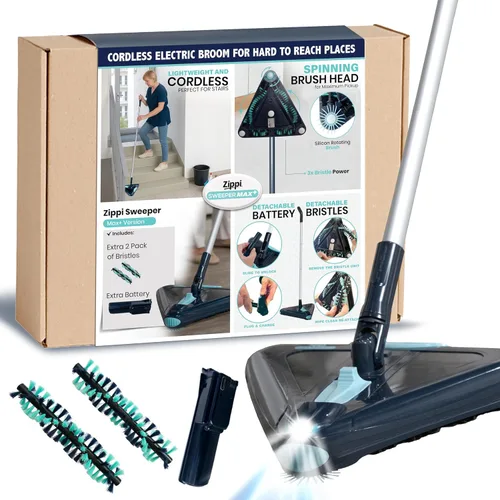 Vista 11 de Zippi Barridor Max - Versión 2025 Barridor Ligero, Diseño Triangular Permite Barrer en Esquinas, Perfecto para Alfombra Corta, Piso Duro y Cerámica