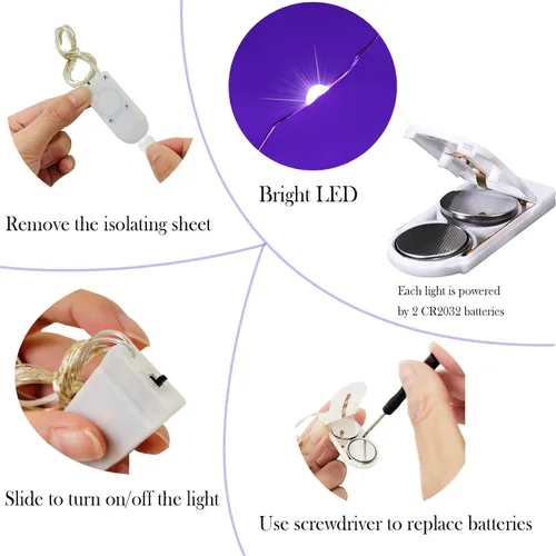 Vista 5 de SmilingTown Guirnalda de luces de hadas funcionan con pilas, paquete de 15 luces LED de 7.2 pies, 20 luces LED de luciérnaga estrellada para boda