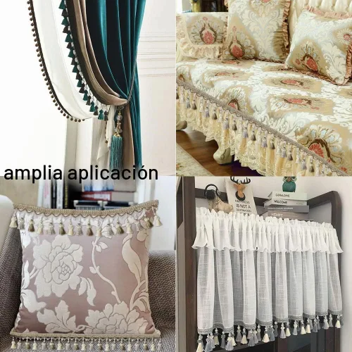 Vista 4 de BEL AVENIR - Borlas de flecos de borla de 6.5 yardas x 3.15 pulgadas Adornos de lujo con cuentas, flecos, hechos a mano, tapicería de costura