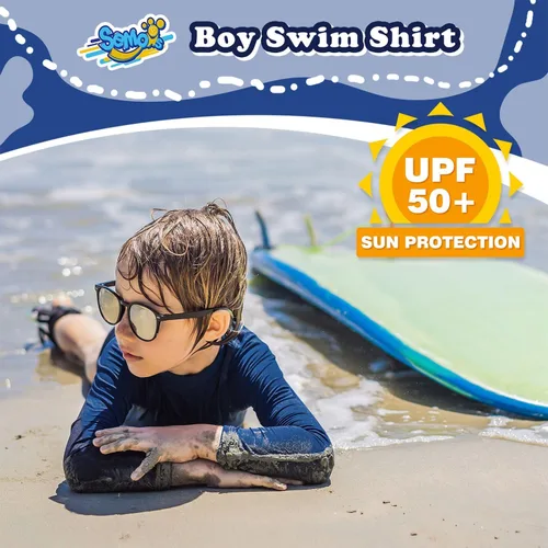 Vista 2 de Boys' Rash Guard Long Sleeve UPF 50 Sun Shirts for Toddler Kids Rashguard Water Swimming