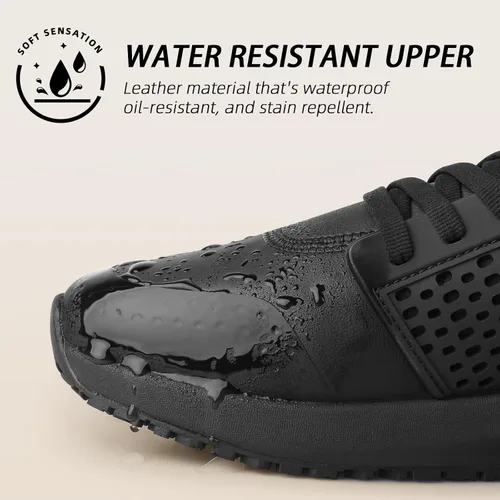 Vista 5 de Zapatos de trabajo antideslizantes para hombres, zapatos de cocina antideslizantes resistentes al agua, para restaurante, chef, servicio