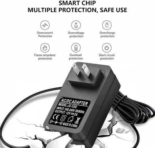 Vista 5 de Cargador de teclado Casio de 12 V CA/CC compatible con teclado Casio WK-1600 WK-1800 WK-1630 WK-3000 WK-3000D WK-3200 WK-3300 WK-3500 WK-3800