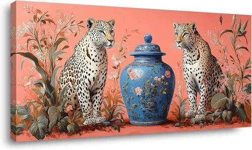 Vista 44 de ZOMNAI Arte de pared de mujer japonesa, pintura de estilo asiático, fondo amarillo, decoración de pared, tatuaje de peces en la parte posterior