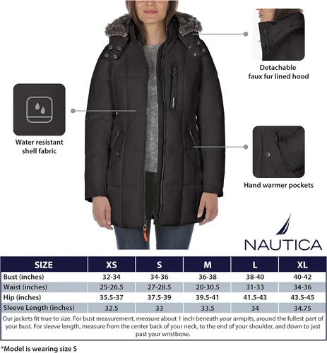 Vista 8 de Nautica Women's Heavyweight Puffer Jacket with Faux Fur Lined Hood
