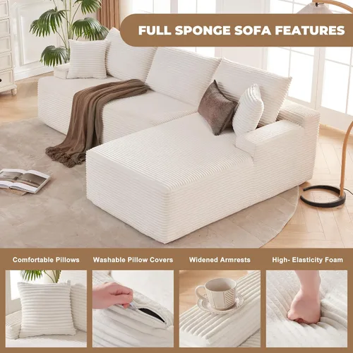 Vista 5 de Mangodan - Sofá seccional en forma de nube, sofá sin huesos para sala de estar, sofá seccional modular con asiento profundo, cómodo sofá de felpa
