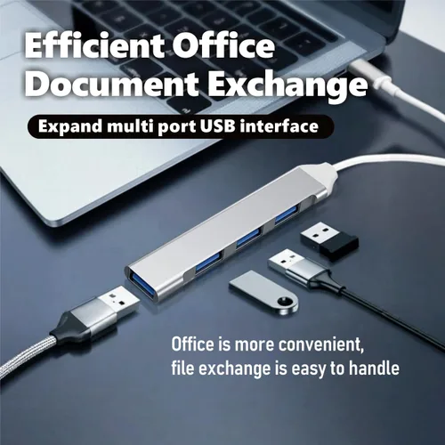 Vista 2 de Expansor divisor de concentrador USB 3.0 de 4 puertos para laptop, Xbox, unidad flash, disco duro, consola, impresora, cámara, teclado, mouse