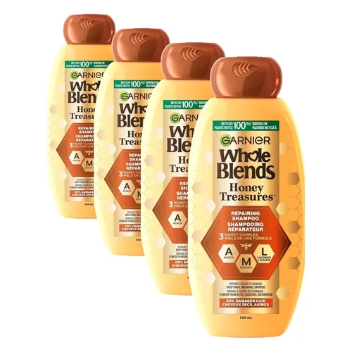 Vista 14 de Garnier Whole Blends Honey Treasures Champú reparador, para cabello seco y dañado, 3 onzas líquidas (tamaño de viaje), 1 unidad