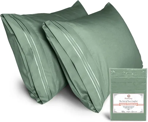 Vista 8 de P Pothuiny Fundas de almohada 100% microfibra – Fundas de almohada beige súper suaves de 20 x 30 pulgadas – Juego de 2 fundas de almohada