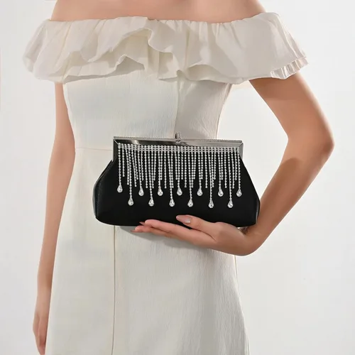 Vista 7 de JIAN YA NA Fashion Women Bridesmaid Lady Girl Bride Evening Clutch Bag for Prom Cocktail Party Wedding Engagement