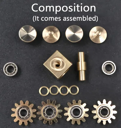 Vista 2 de Cubo de latón puro para personas inquietas, spinner de metal, engranes, juguete de mano, para armar usted mismo, EDC, enfoque, meditación, romper