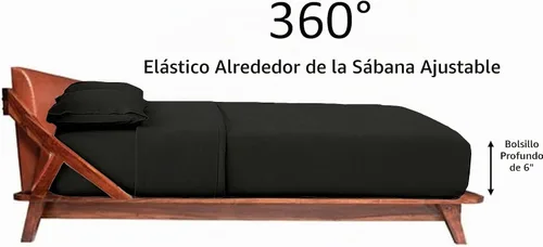 Vista 4 de Sábanas para sofá cama – Juego de 4 piezas, tamaño matrimonial, bolsillo profundo de 6 pulgadas de microfibra ultrasuave, doble cepillado, Negro