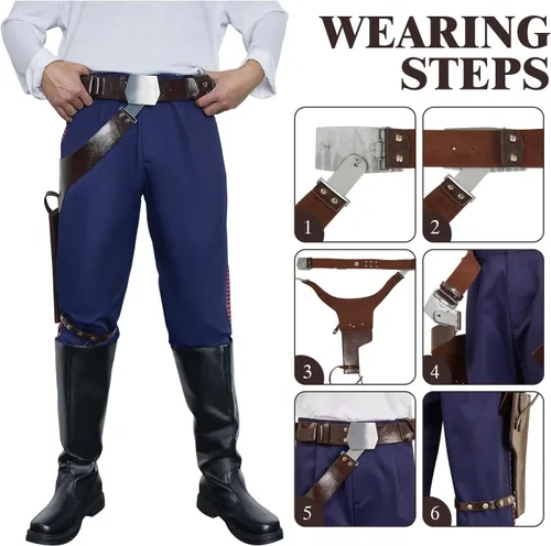 Vista 5 de Funda para cinturón de disfraz de cosplay para hombre, accesorios de piel sintética para Halloween