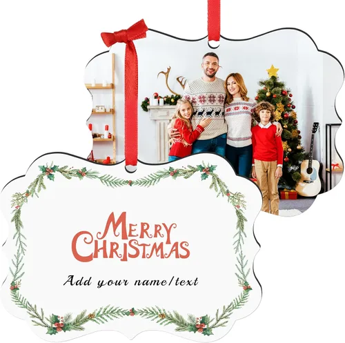 Vista 15 de Adornos de Navidad personalizados 2025, adorno de Navidad personalizado de doble cara, adorno de foto para árbol de Navidad para niños, mamá, papá