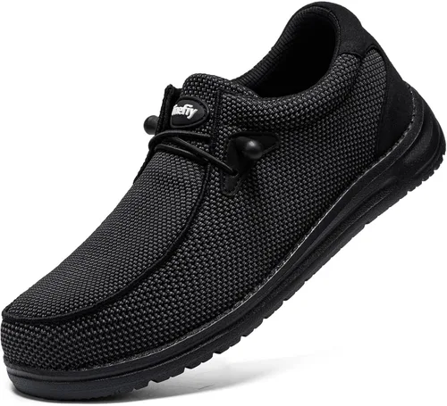 Vista 10 de Tinefiy Zapatos con punta de acero para mujer, cómodos zapatos de trabajo 02Negro