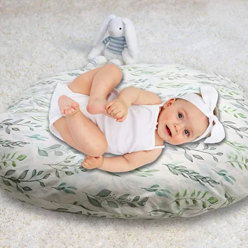 Vista 6 de Transforma la almohada para tumbona y lactancia de tu bebé con nuestras elegantes fundas de hojas verdes, suaves, duraderas y fáciles de limpiar
