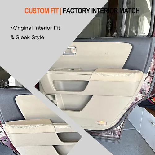 Vista 2 de GXARTS Un par de fundas de cuero de microfibra para reposabrazos de puerta trasera compatible con Honda Pilot 2009 2010 2011 2012 2013 2014 2015