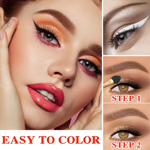 Vista 6 de Paleta de sombra de ojos desnudos de 10 colores, paleta de sombra de ojos mate nude, paleta de sombra de ojos con pigmento de purpurina natural, A+B