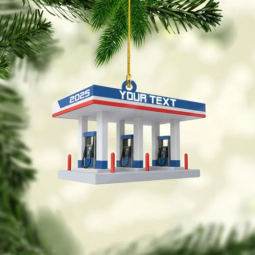 Vista 11 de Adorno de Navidad personalizado con bomba de gas, decoración retro personalizada para árbol de vacaciones, recuerdo único para trabajadores