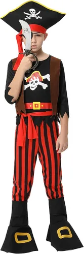Vista 2 de Pirate Costume for Kids Pirate Role Play Halloween Pirate Dress UP
