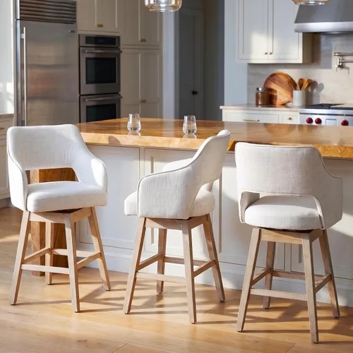 Vista 14 de Kmax Single Swivel Counter Height Bar Stool, Linen Beige