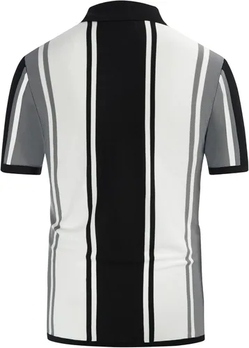 Vista 3 de PJ PAUL JONES Men's Stripe Button Down Knit Polo Shirts Short Sleeve Vintage Cardigans