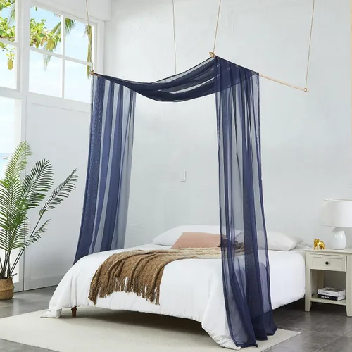 Vista 15 de Warm Home Designs Cortinas de Dosel de Cama Beige de 55 x 144 Pulgadas. Nuestras Cortinas de Cama con Dosel Individual Funcionan Muy Bien como Dosel