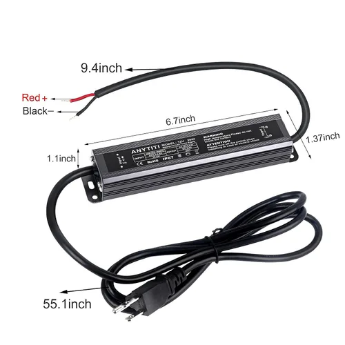 Vista 6 de Controlador LED, fuente de alimentación LED IP67 salida impermeable 30W DC12V 2.5A enchufe de 3 clavijas 4.5 pies (12 V 30 W) Para tiras LED