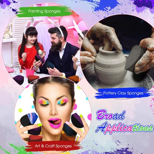 Vista 5 de 32 esponjas de pintura facial de alta densidad para adultos, pintura facial y corporal, verano, carnaval, obras de arte, festivales, pétalos