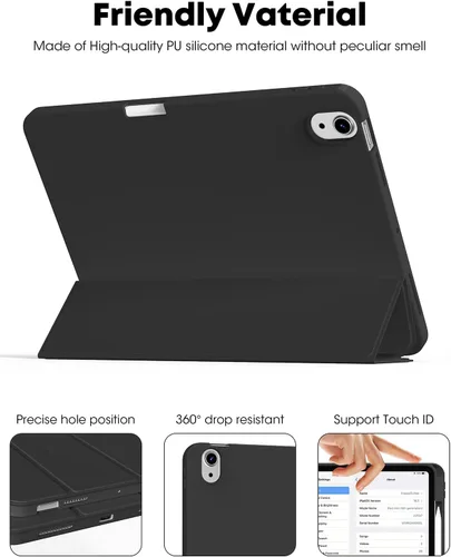 Vista 4 de Aoub Funda para iPad Air de 11 pulgadas M3/M2 (2025/2024), iPad Air de 5ª/4ª generación (2022/2020) de 10.9 pulgadas con soporte para lápiz, soporte