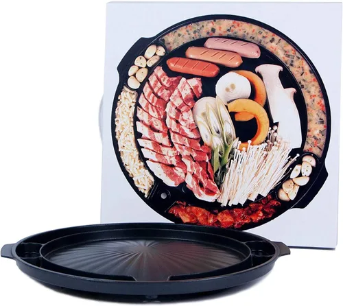 Vista 7 de COOKKING - Master Grill Pan, Sartén tradicional coreana para barbacoa - Estufa antiadherente para interiores y exteriores, sin humo, de aluminio