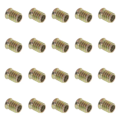 Vista 28 de MroMax 20 piezas de insertos de tuerca para muebles M6x10mm, acero al carbono, zincado, hexagonal interno, tornillo con brida, insertos de madera