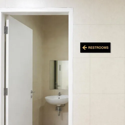Vista 6 de Signs ByLITA Basic Restrooms - Letrero direccional para pared o puerta (negro), pequeño (paquete de 1)