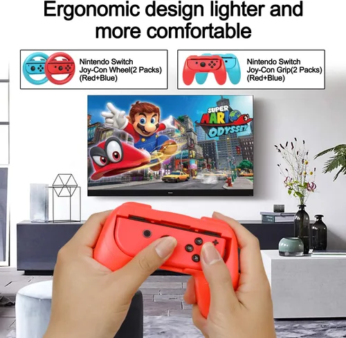 Vista 2 de Paquete de accesorios para Nintendo Switch kit con funda de transporte protector de pantalla base de carga soporte de juego compacto funda