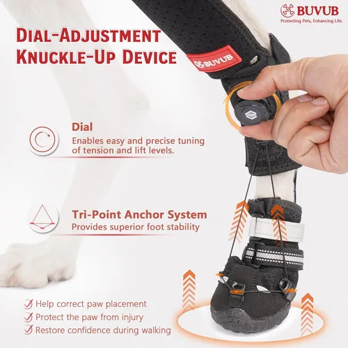 Vista 2 de Bota para nudillos caninos para perros con esfera ajustable para arrastrar los dedos de los pies por insuficiencia del nervio ciático, mielopatía
