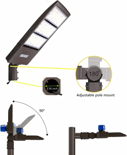 Vista 6 de Luz de estacionamiento LED regulable de 450 W con ajustador deslizante, luz diurna de 5000 K, 63000 lúmenes, 140 lm/w