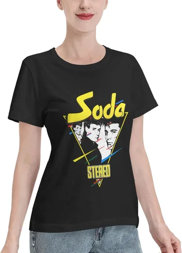 Vista 2 de Soda - Camisetas estéreo para mujer, ajuste holgado, casual, de algodón, cómodas, cuello redondo, manga corta, ropa