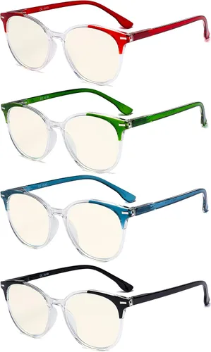 Vista 8 de Eyekepper Elegantes lentes de lectura de gran tamaño para mujer, paquete de 4 lectores redondos grandes para mujer +0.50