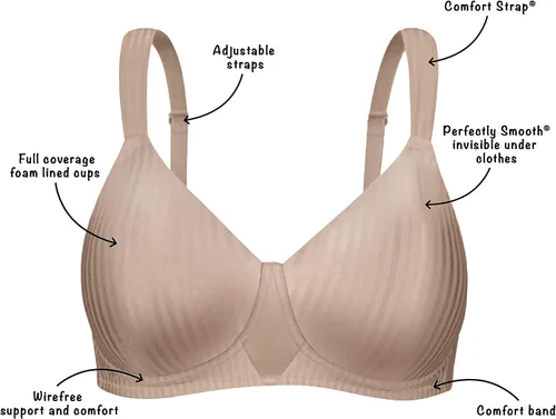 Vista 3 de PLAYTEX Women's Wireless, Secrets Perfectly Smooth Wirefree Bra, Full Coverage, Us4707