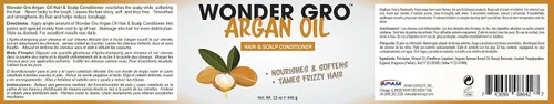 Vista 2 de Acondicionador de aceite de argán para el cabello, 12 onzas líquidas, grasa sin encrespamiento, nutre y suaviza por Wonder Gro