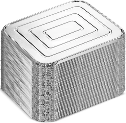 Vista 9 de MontoPack - Bandejas de aluminio con papel de aluminio tamaño medio para asar, juego de 10 unidades de 9x13 para cocinar, hornear y catering