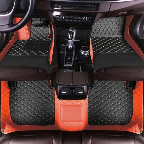 Vista 8 de Alfombrillas de cuero personalizadas para la parte delantera y trasera y de la tercera fila para automóvil, se adapta a la mayoría de SUV, sedán