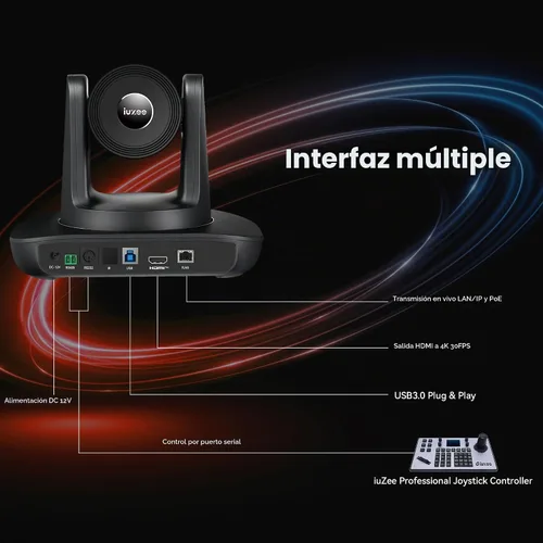 Vista 6 de Cámara PTZ 4K UHD con seguimiento automático AI, zoom óptico 20X, USB3.0/HDMI/LAN PoE, transmisión en vivo IP, cámara de sala de conferencias PTZ