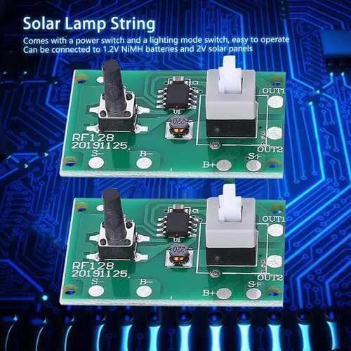 Vista 8 de Oumefar Módulo controlador de cadena de lámpara solar, placa de circuito de 1.2 V con 8 modos y accesorios de luz de interruptor, corriente máxima