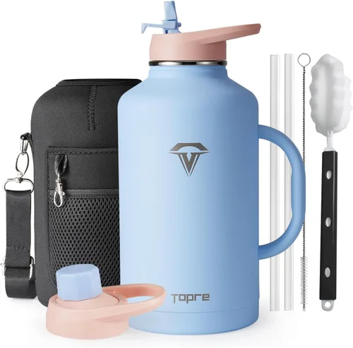 Vista 36 de Topre Botella de agua aislada de 32 onzas, botella de agua al vacío de acero inoxidable, sin BPA y a prueba de fugas - con asa de paracord, correa