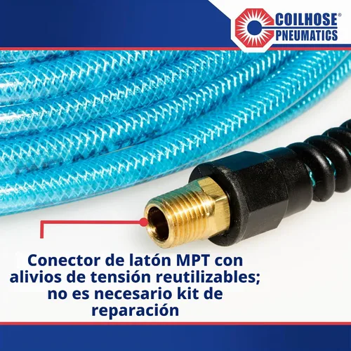 Vista 6 de Coilhose Pneumatics PFE40254T Flexeel Manguera de aire reforzada de poliuretano, diámetro interno de 0.25 pulgadas, longitud de 25 pies con (2)