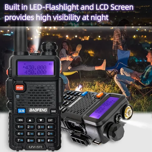 Vista 4 de Baofeng UV-5R Radio de Radio Ham Portátil UV5R de Largo Alcance de Banda Dual Recargable de Alta Potencia Radio Bidireccional Walkie Talkies