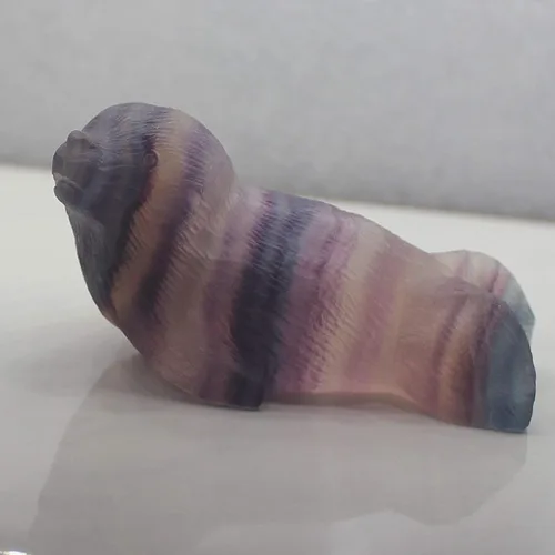 Vista 3 de 2.9 '' tallado a mano arco iris fluorita cristal cuarzo león mar figura talla animal
