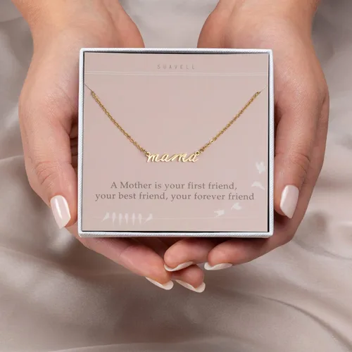 Vista 6 de Suavell Mama Necklace - Gold Dipped Momma Necklace for Women - Expecting Mom Gift - For New Mom or Mother to Be - Mama Gifts for Expecting Mothers